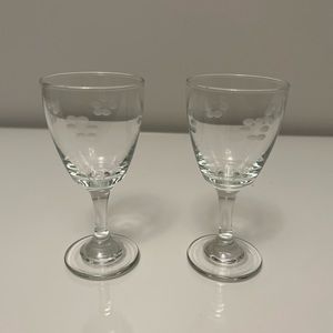 Two Lead Crystal Sherry Liquor Glasses